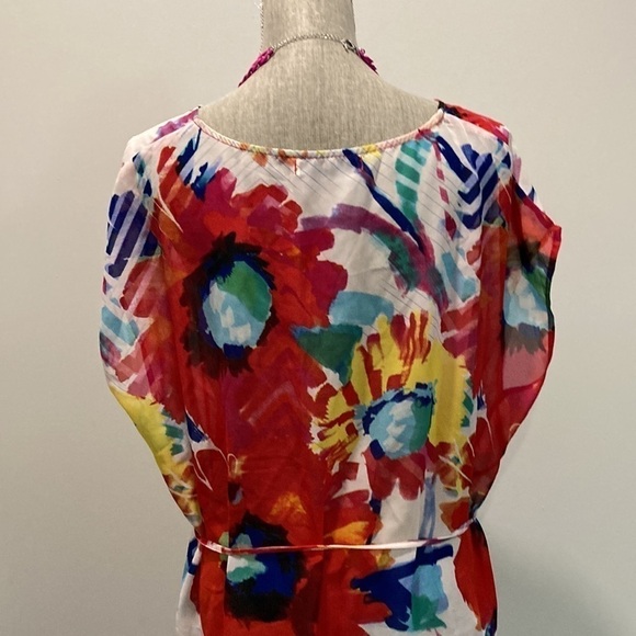 GLAM & Fame White Sheer floral Cover-Up Top XL - Picture 13 of 16